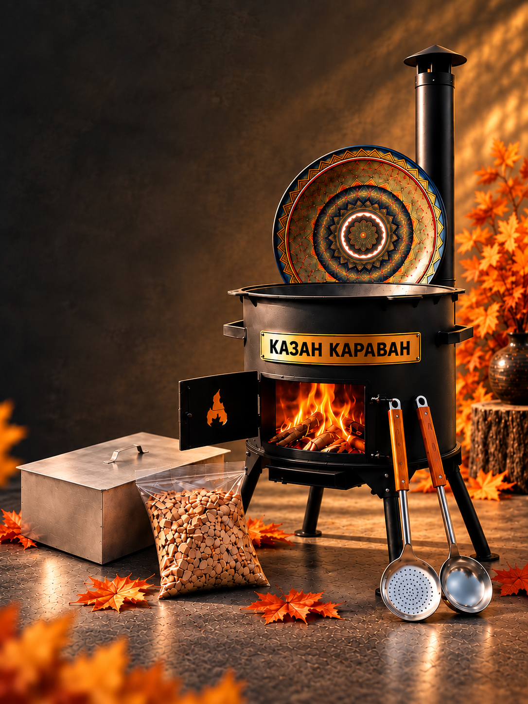 Печь с казаном, простая коптильня и подарки KazanKaravan